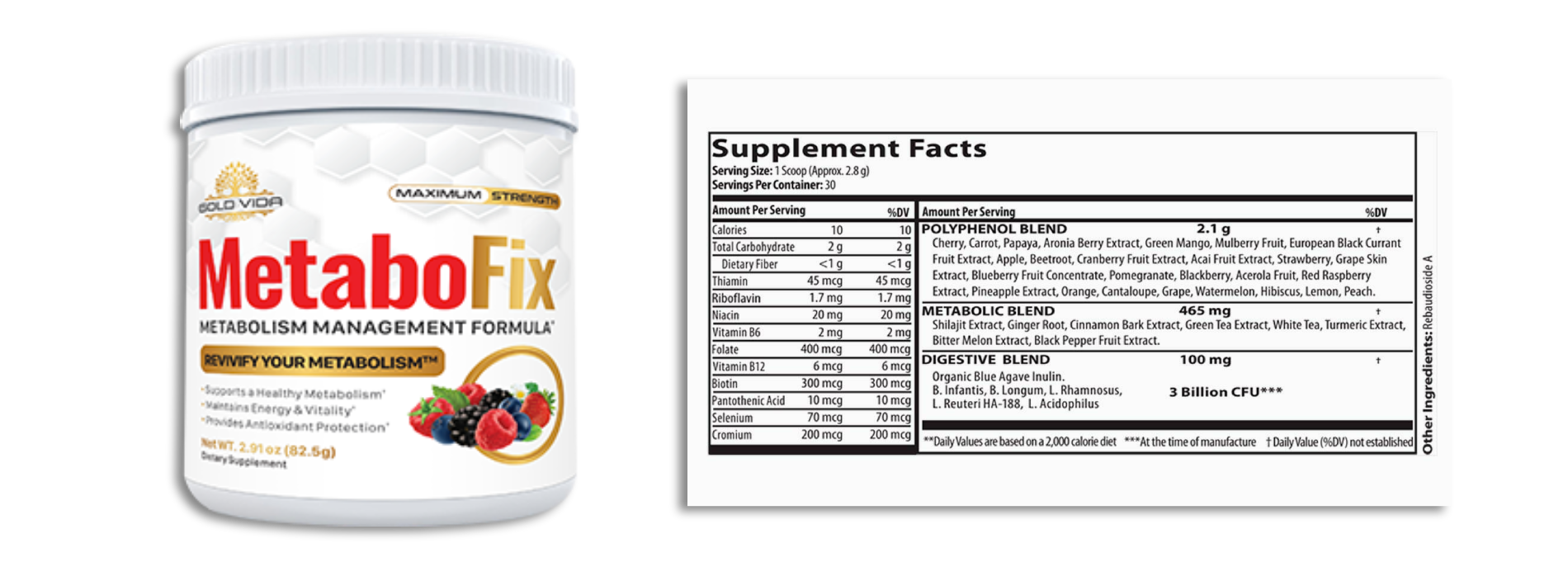 MetaboFix Supplement Facts